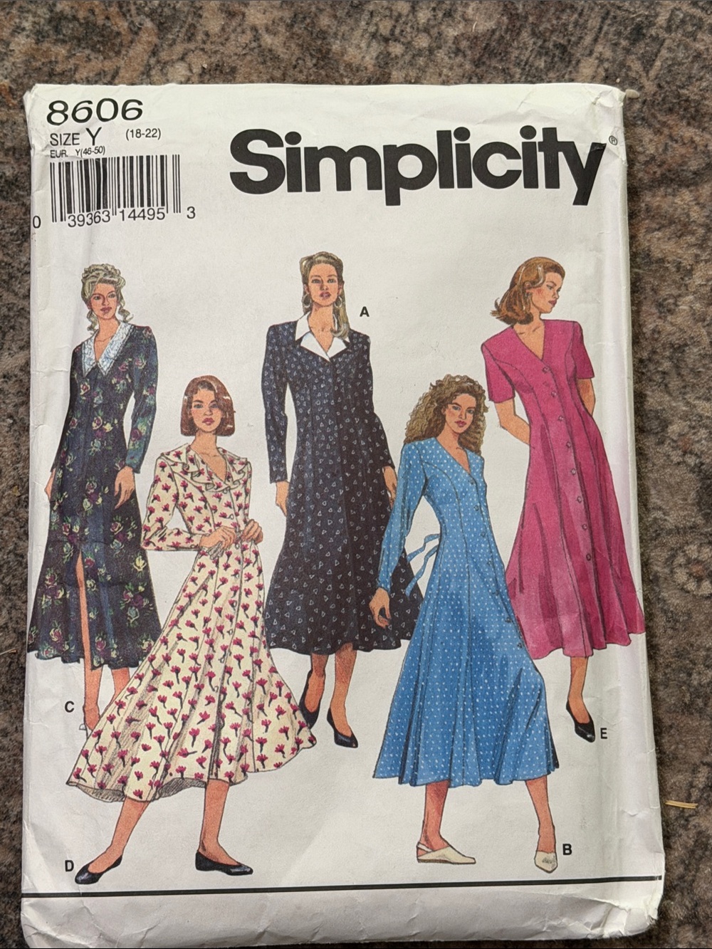 Simplicity Women’s Pink V-Neck Button Dress Pattern Vintage